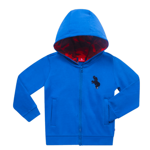 Boys Athletic Cotton Zipper Hoodie - Blue