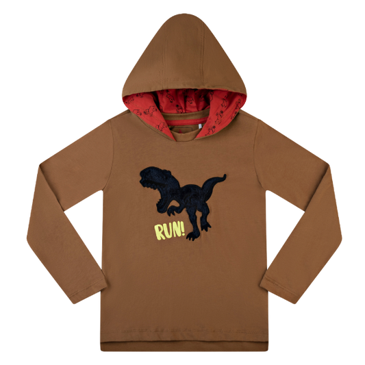 Boys Long Sleeve T-Shirt - Dino Run Tan