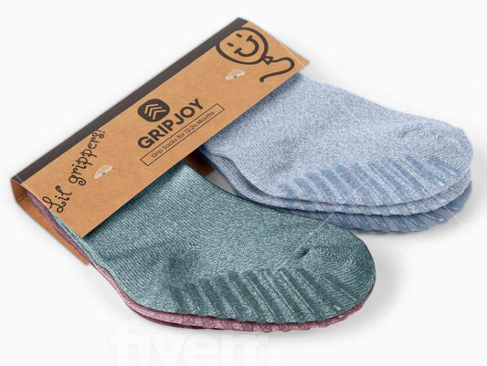 GripJoy Baby Socks - Green/Blue/Maroon 4 pack