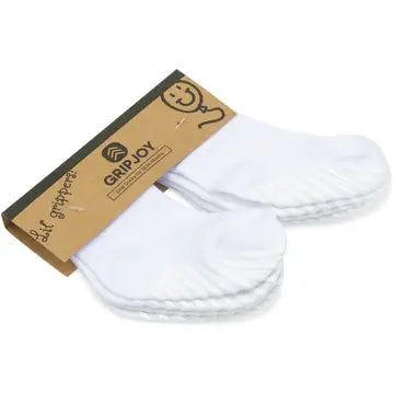 GripJoy Toddler Socks - White 4 pack