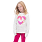 Girls Long Sleeve Hooded T-Shirt - Heart Horses White