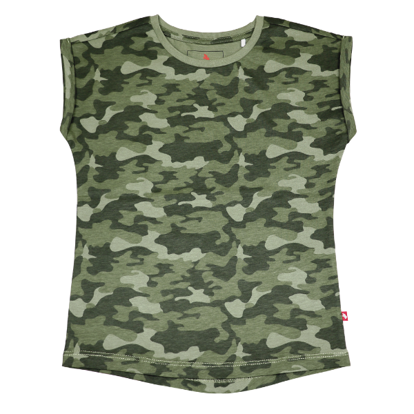 Girls Short Sleeve T-Shirt - Green Camo