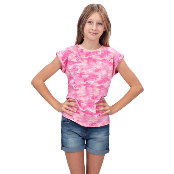 Girls Short Sleeve T-Shirt - Pink Camo