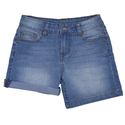 Girls Denim Turn-up Cuff Shorts -  Light Wash