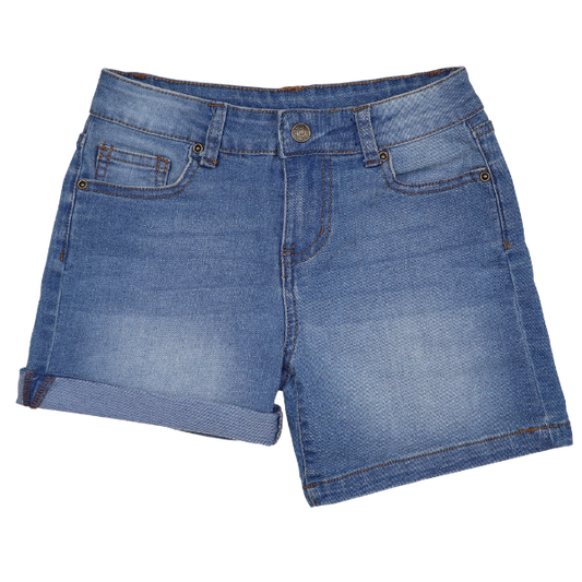 Toddler Girls Shorts Denim Turn-up Cuff-  Light Wash