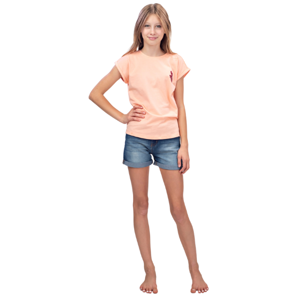 Girls Denim Turn-up Cuff Shorts -  Light Wash