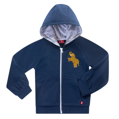 Girls Zip-up Hooded Sweatshirt (Navy)