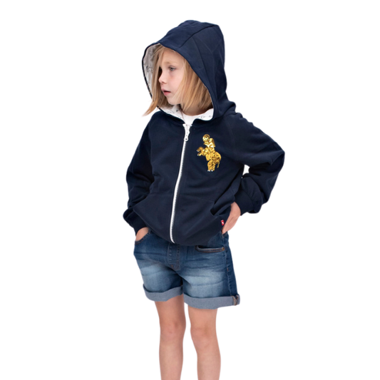 Girls Zip-up Hooded Sweatshirt (Navy)