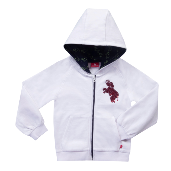 Girls Zip-up Hooded Sweatshirt (White)