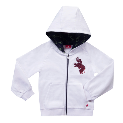 Girls Zip-up Hooded Sweatshirt (White)