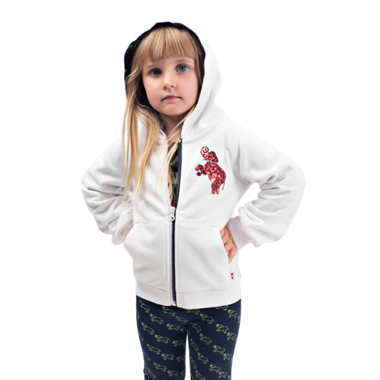 Girls Zip-up Hooded Sweatshirt (White)