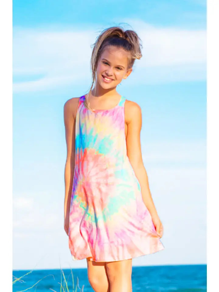 Girls Dress - Tie Dye Swim Cover Up Dress