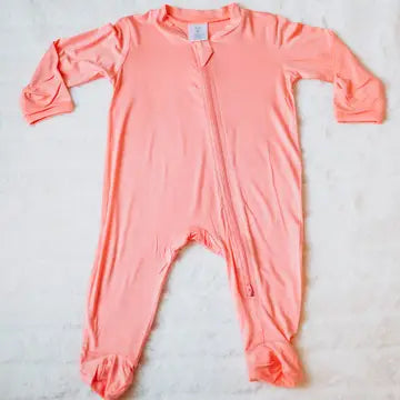 Baby Bamboo Zipper Sleeper - Coral