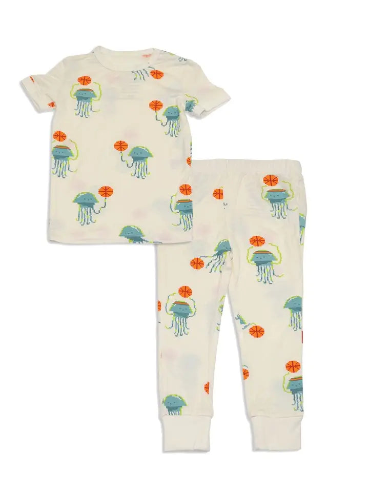 Toddler Bamboo Short Sleeve Pajama Set - Cream Jellyfish