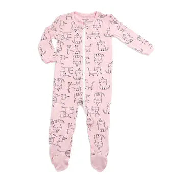 Baby Bamboo Zipper Sleeper - Pink Cat