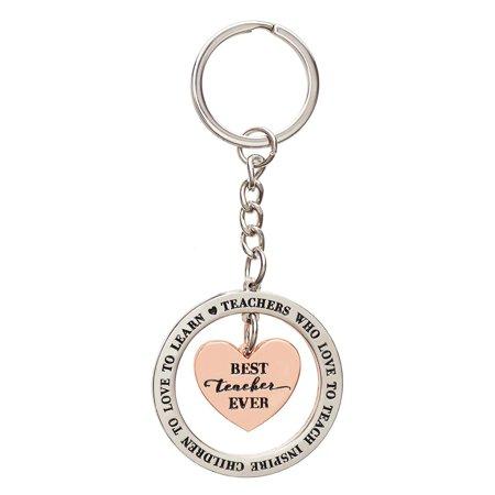 Best Teacher Ever Heart Keychain w/Inspirational Message