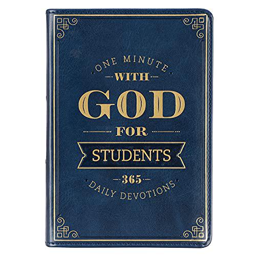 One Minute with God for Students Devotional, Navy Faux Leather Flexcover - (Leather Bound)