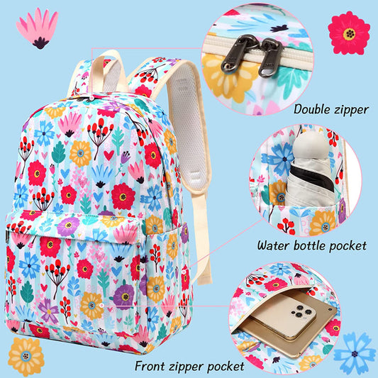 Girls Premium Backpack '23 (White Flowers)